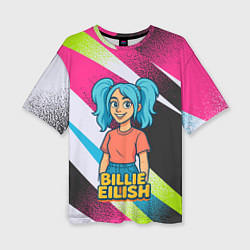 Женская футболка оверсайз Билли Айлиш в стиле мультфильма