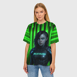 Футболка оверсайз женская Билли Айлиш космический костюм, цвет: 3D-принт — фото 2