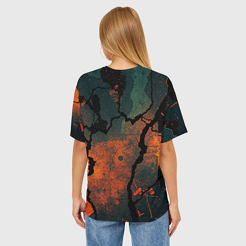 Женская футболка оверсайз Шлем кибернетического самурая / 3D-принт – фото 4