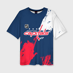 Футболка оверсайз женская Вашингтон Кэпиталз - брызги красок, цвет: 3D-принт