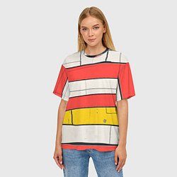 Футболка оверсайз женская Красные полоски, цвет: 3D-принт — фото 2