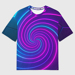 Футболка оверсайз женская Сине-фиолетовая спираль, цвет: 3D-принт