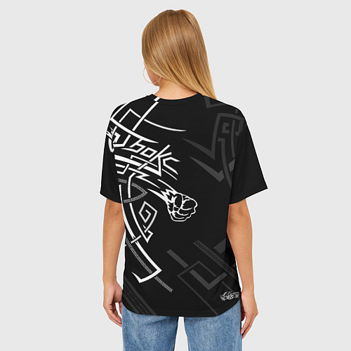 Женская футболка оверсайз Бокс - узор победы / 3D-принт – фото 4