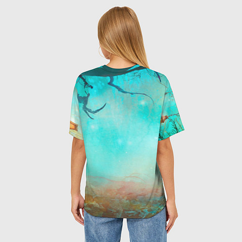 Женская футболка оверсайз Bones держит бензопилу / 3D-принт – фото 4