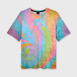 Женская футболка оверсайз Абстракция - multicolored curves