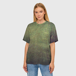 Футболка оверсайз женская Абстракция - old board painted with green paint, цвет: 3D-принт — фото 2