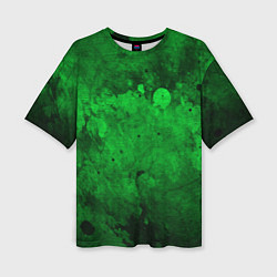 Женская футболка оверсайз Абстракция - green acid stains