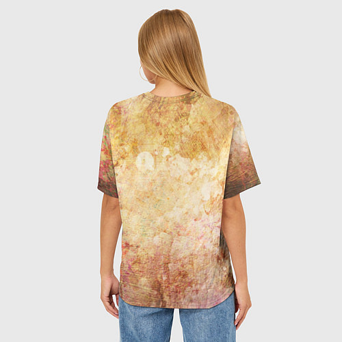 Женская футболка оверсайз Абстракция - drops corroded by bleach on an orange / 3D-принт – фото 4