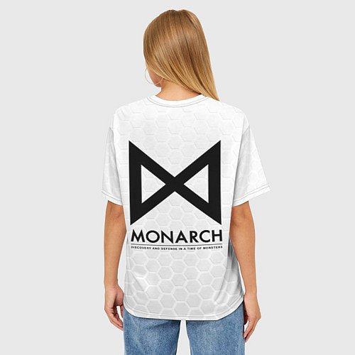 Женская футболка оверсайз Монарх - белые соты / 3D-принт – фото 4