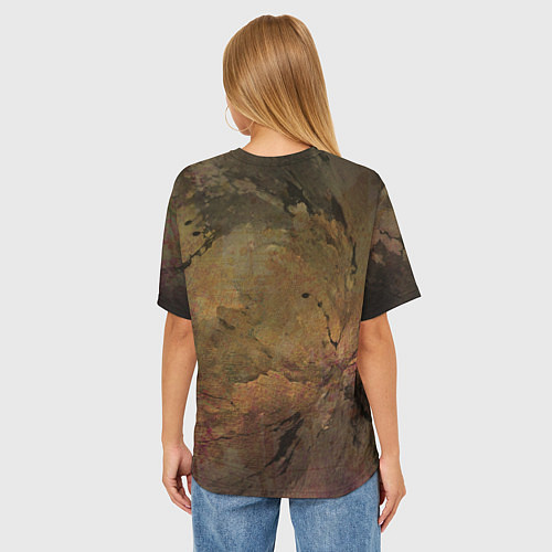Женская футболка оверсайз Абстракция - yellowish-dark pink stone / 3D-принт – фото 4
