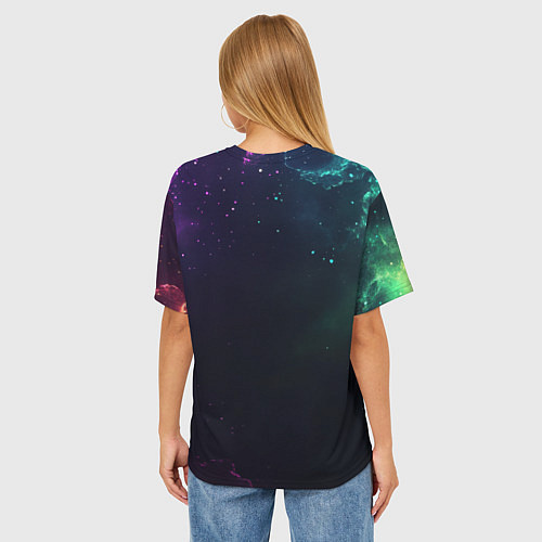 Женская футболка оверсайз Bones медитация в космосе / 3D-принт – фото 4