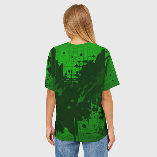 Женская футболка оверсайз Абстракция - dark green spot / 3D-принт – фото 4
