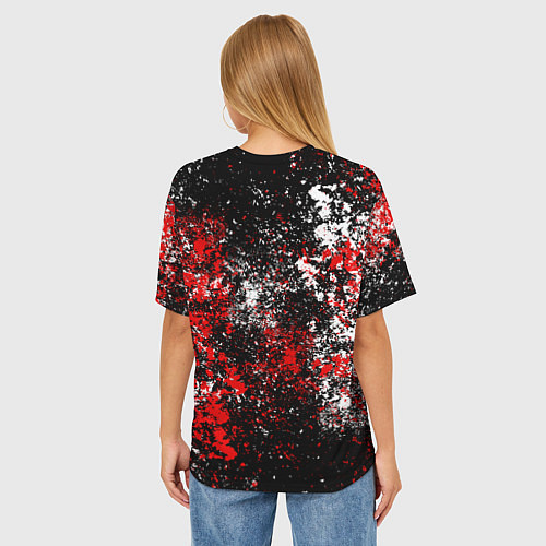 Женская футболка оверсайз Торонто Рэпторс - цветовой хаос / 3D-принт – фото 4