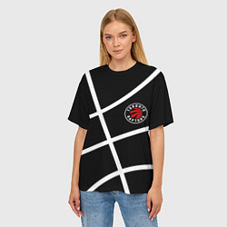 Футболка оверсайз женская Торонто Рэпторс - текстура мяча, цвет: 3D-принт — фото 2