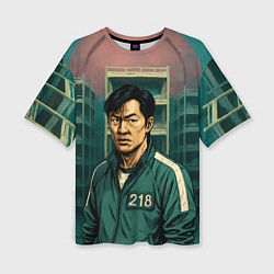 Женская футболка оверсайз Игрок 218 из Игры в кальмара