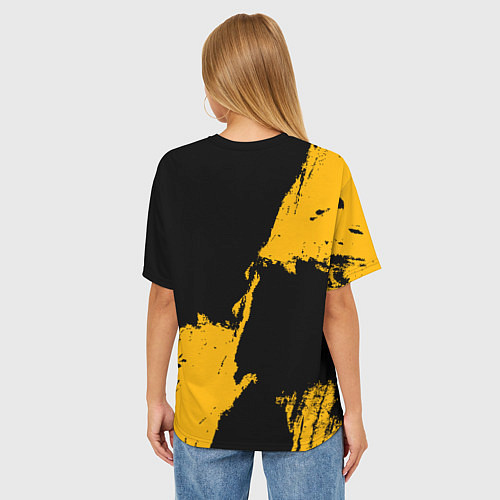 Женская футболка оверсайз Голден Стэйт Уорриорз - брызги желтой краски / 3D-принт – фото 4