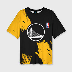Футболка оверсайз женская Голден Стэйт Уорриорз - брызги желтой краски, цвет: 3D-принт