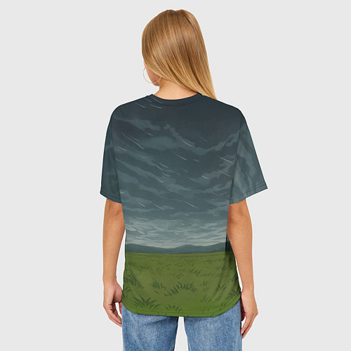 Женская футболка оверсайз Утенок самурай - медитация / 3D-принт – фото 4