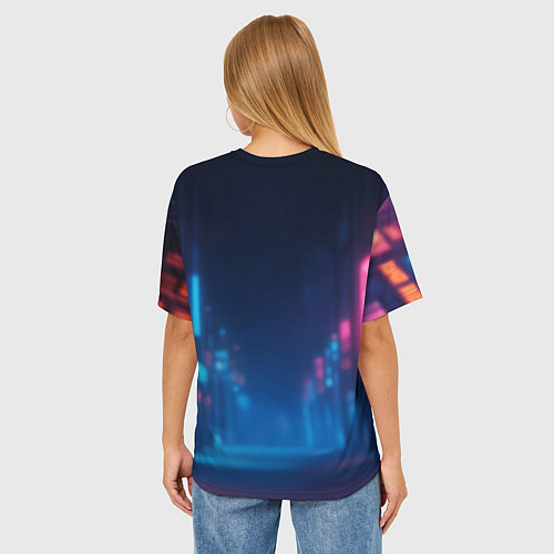 Женская футболка оверсайз LiL Peep - Неоновый аниме арт / 3D-принт – фото 4