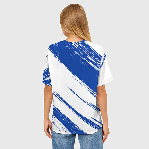 Женская футболка оверсайз Клипперс - синяя краска / 3D-принт – фото 4