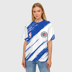 Футболка оверсайз женская Клипперс - синяя краска, цвет: 3D-принт — фото 2