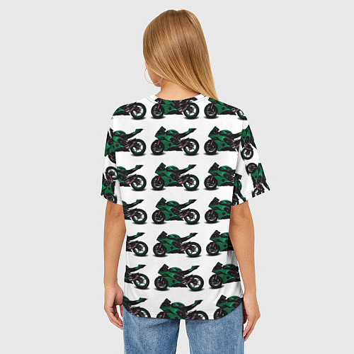 Женская футболка оверсайз Motorbike dark green / 3D-принт – фото 4
