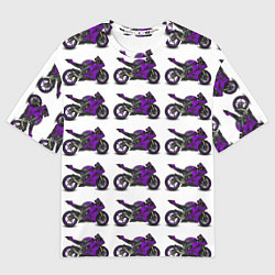 Футболка оверсайз женская Motorcycle purple, цвет: 3D-принт