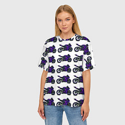 Футболка оверсайз женская Motorcycle purple gloss, цвет: 3D-принт — фото 2