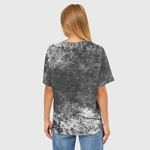 Женская футболка оверсайз Абстракция - grey and white wall with cracks / 3D-принт – фото 4