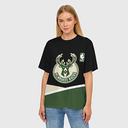 Футболка оверсайз женская Милуоки Бакс - линии, цвет: 3D-принт — фото 2