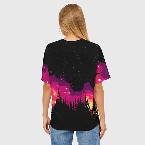 Женская футболка оверсайз Космический кот в очках / 3D-принт – фото 4