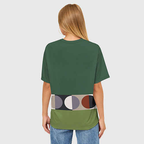 Женская футболка оверсайз Луна Малевича сосновый зеленый / 3D-принт – фото 4