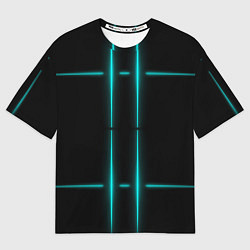 Футболка оверсайз женская Neon black light blue line, цвет: 3D-принт