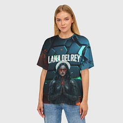Футболка оверсайз женская Lana Del Rey в стиле киберпанка, цвет: 3D-принт — фото 2