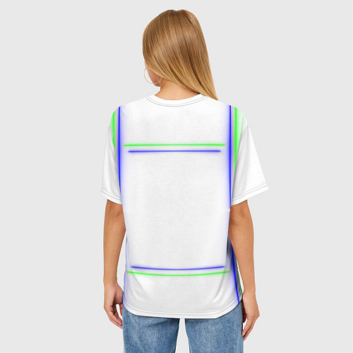 Женская футболка оверсайз Neon white green light blue / 3D-принт – фото 4