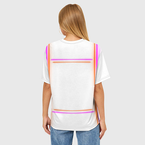 Женская футболка оверсайз Neon white orange pink / 3D-принт – фото 4
