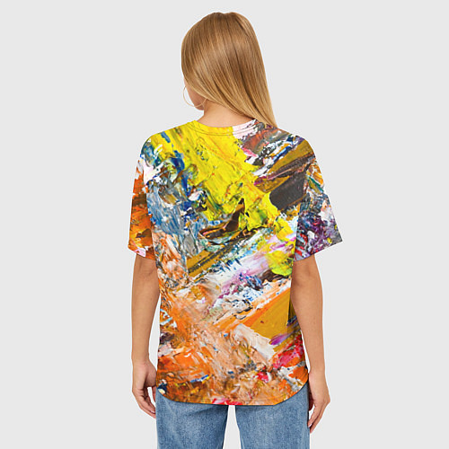 Женская футболка оверсайз Живая Абстракция: Поток Цветов и Форм в Постоянном / 3D-принт – фото 4