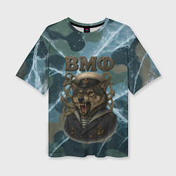 Футболка оверсайз женская ВМФ злой волк, цвет: 3D-принт