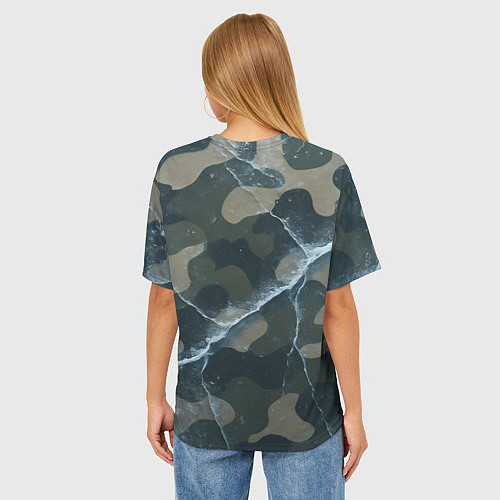 Женская футболка оверсайз Волк в ушанке - ВМФ / 3D-принт – фото 4