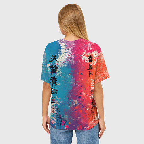 Женская футболка оверсайз Призрачный самурай - краски / 3D-принт – фото 4