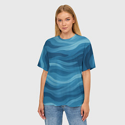 Футболка оверсайз женская Камуфляжные синие волны, цвет: 3D-принт — фото 2