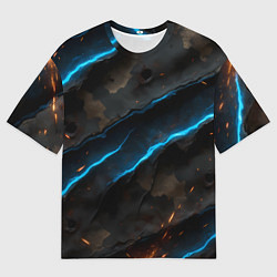 Футболка оверсайз женская Камуфляж с искрами и неоном, цвет: 3D-принт