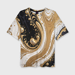 Футболка оверсайз женская Черный агат и жидкое золото, цвет: 3D-принт