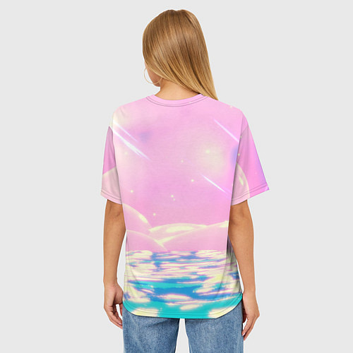 Женская футболка оверсайз Сиратори Айра делает сердечко руками - Дандадан / 3D-принт – фото 4