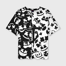 Женская футболка оверсайз Doom x Marshmello pattern