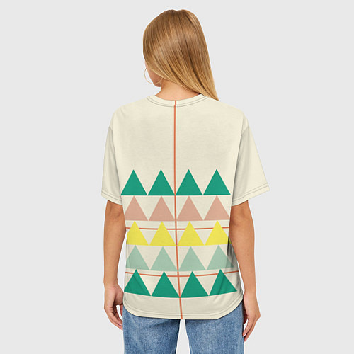Женская футболка оверсайз Абстрактный лес - треугольники на светлом / 3D-принт – фото 4