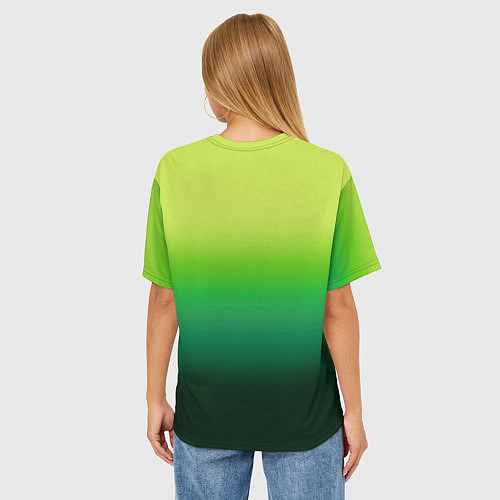 Женская футболка оверсайз Градиент укропное зеленое омбре / 3D-принт – фото 4