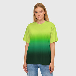 Футболка оверсайз женская Градиент укропное зеленое омбре, цвет: 3D-принт — фото 2