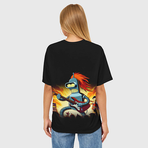 Женская футболка оверсайз Bender is a hard rock guitarist - Futurama / 3D-принт – фото 4