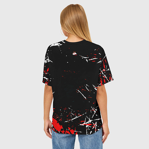 Женская футболка оверсайз Doom краски штрихи / 3D-принт – фото 4